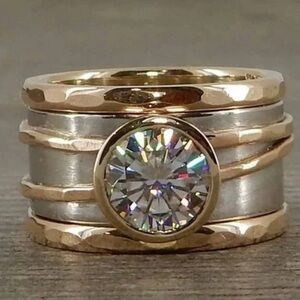 Gold and Silver Ring with Crystal Accent
